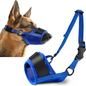 Dog Muzzle, Soft No Barking Bite Mesh Muzzles for Large Sized Dogs Anti Chewing, Breathable Muzzle for German Shepherd Labrador/Golden Retriever, etc, Suit for Grooming Vet Allows Panting Drinking Adjustable Breathable Dog Muzzle