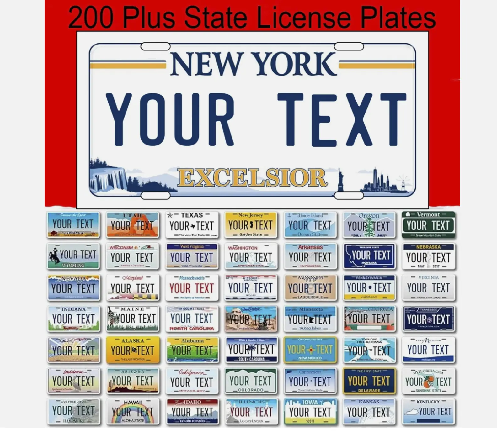 State License Plate Personalized With Your Text Car Novelty Plate Custom