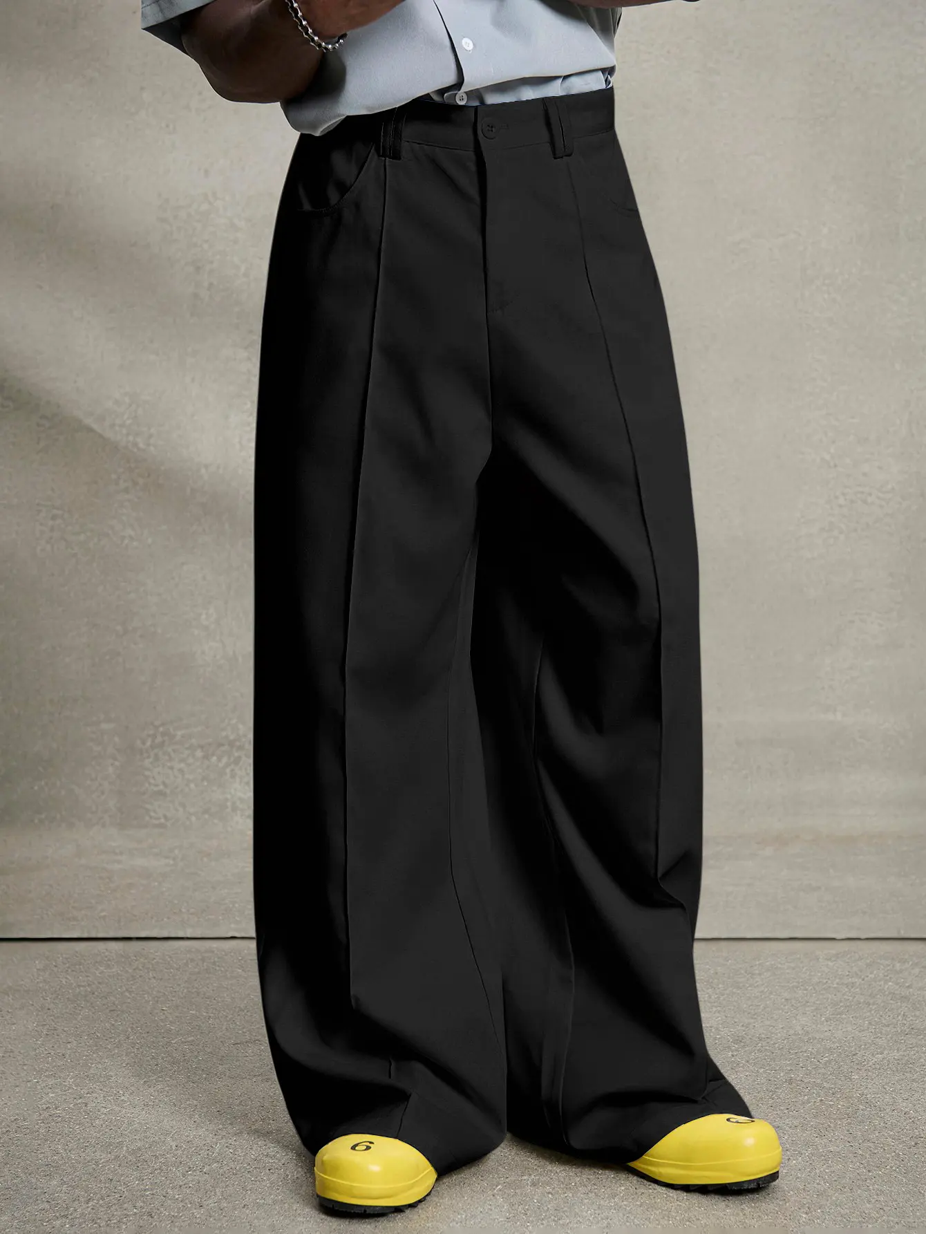 Wide Leg Dress Pants Elegant Baggy Trousers with Pockets Wide Leg Dress Pants Elegant Baggy Trousers with Pockets