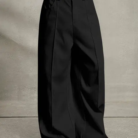 Wide Leg Dress Pants Elegant Baggy Trousers with Pockets