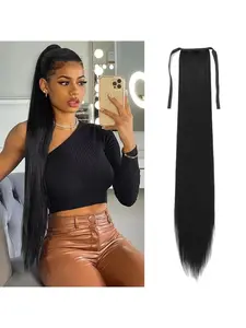 Long Straight Synthetic Hair Wig for Women — Extendable Ponytail Hair Accessory