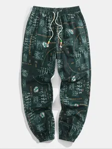 Men's Ethnic Pattern Drawstring Waist Pants Boho Casual Comfy Trousers Daily Wear Summer Bottoms Menswear 2026 Breathable Soft Lightweight Trendy Home Beach Vacation Streetwear Hip Hop