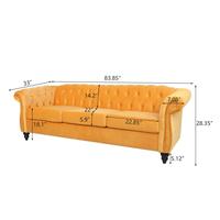 Yellow Velvet 3 Seater Tufted Sofa