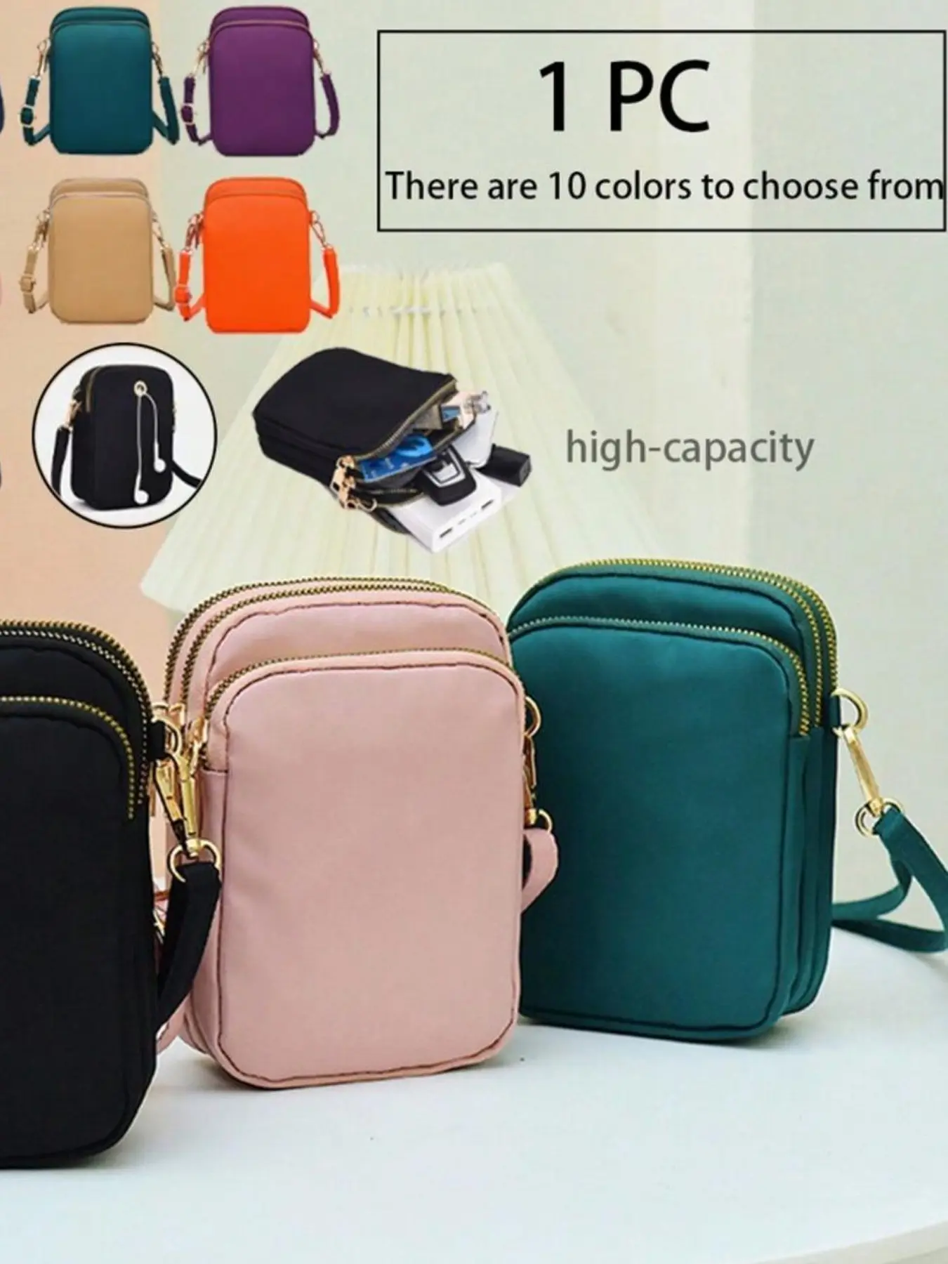 Canvas Crossbody Bag, Casual Shoulder Purse And Mini Wallet Set, Minimalist Lightweight Shoulder Handbag With Zipper, Phone And Accessories Pouch, Suitable For Travel, Mini Wallet For Coins, Keys, Credit Cards, ID