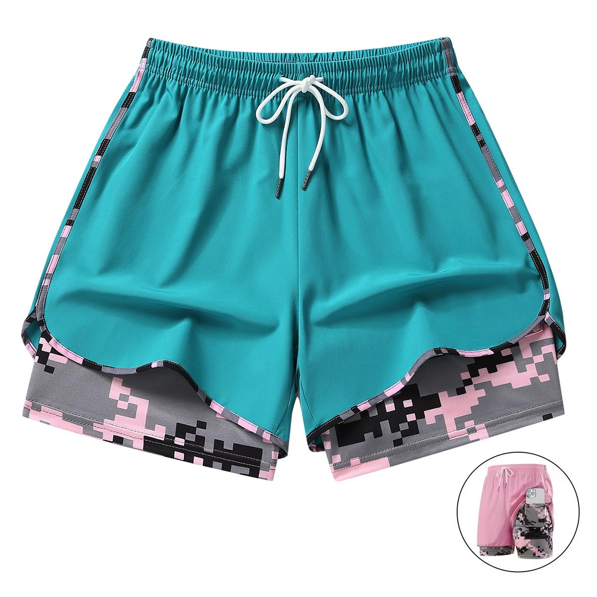 Set of 3 women’s casual athletic shorts — summer lightweight, double-layer breathable running shorts for yoga and cycling, elastic waistband, mid-thigh length,summerwins,summeroutfits,vacationoutfits,beachoutfits