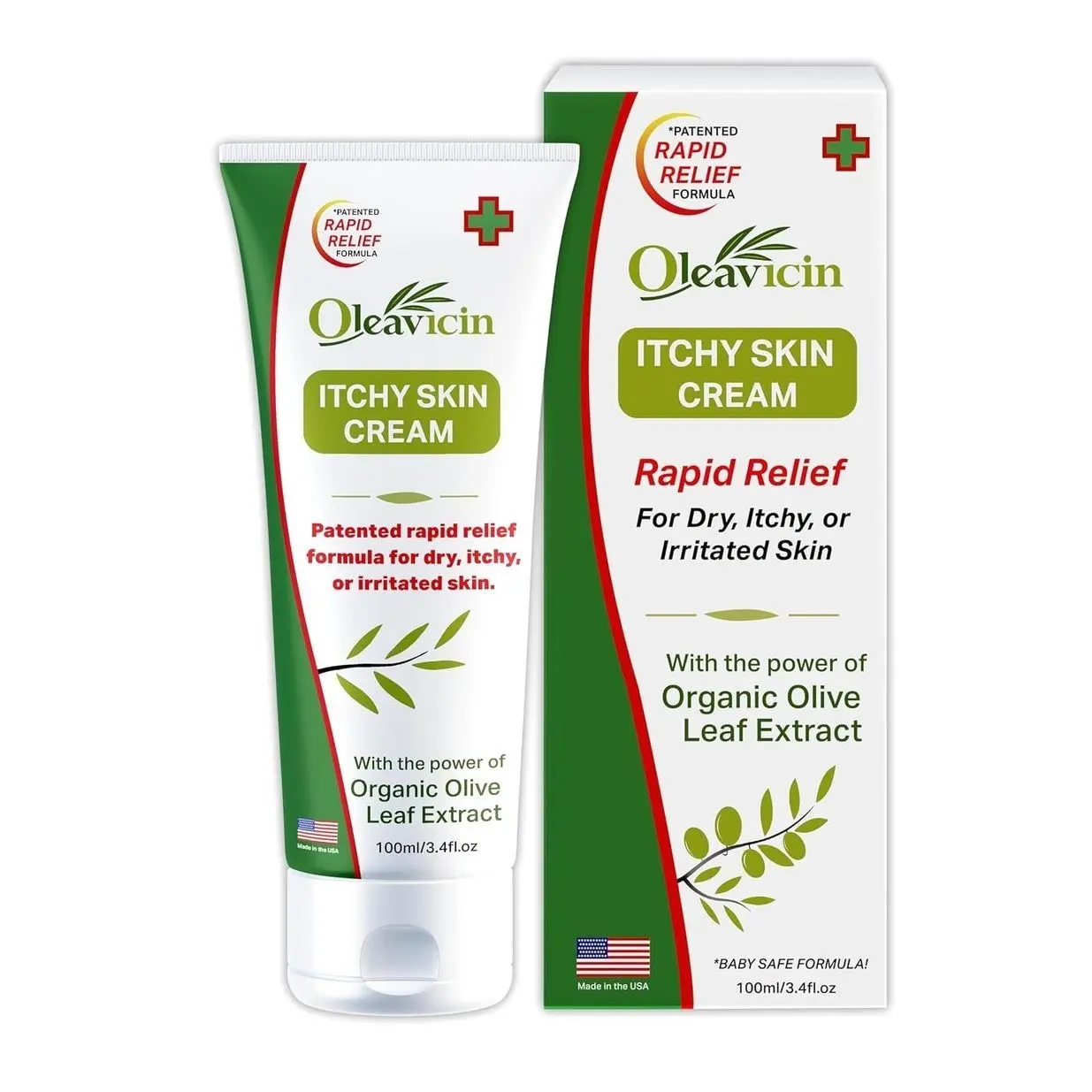 Oleavicin Organic Extra Strength Anti-Itch Cream for Dry, Itchy Skin Relief Natural Fungal & Rash Treatment with Olive Leaf Extract Fast-Acting, Long-Lasting Relief