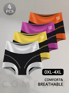 QUASTI Womenswear 3 PCS Plus-Size Seamless High-Waisted Panties for Women - Breathable, Hip-Lifting Cut, Colorful Fashionable Look, Smooth Curves, Daily Comfort, Freedom of Movement, Confidence-Boosting Fit