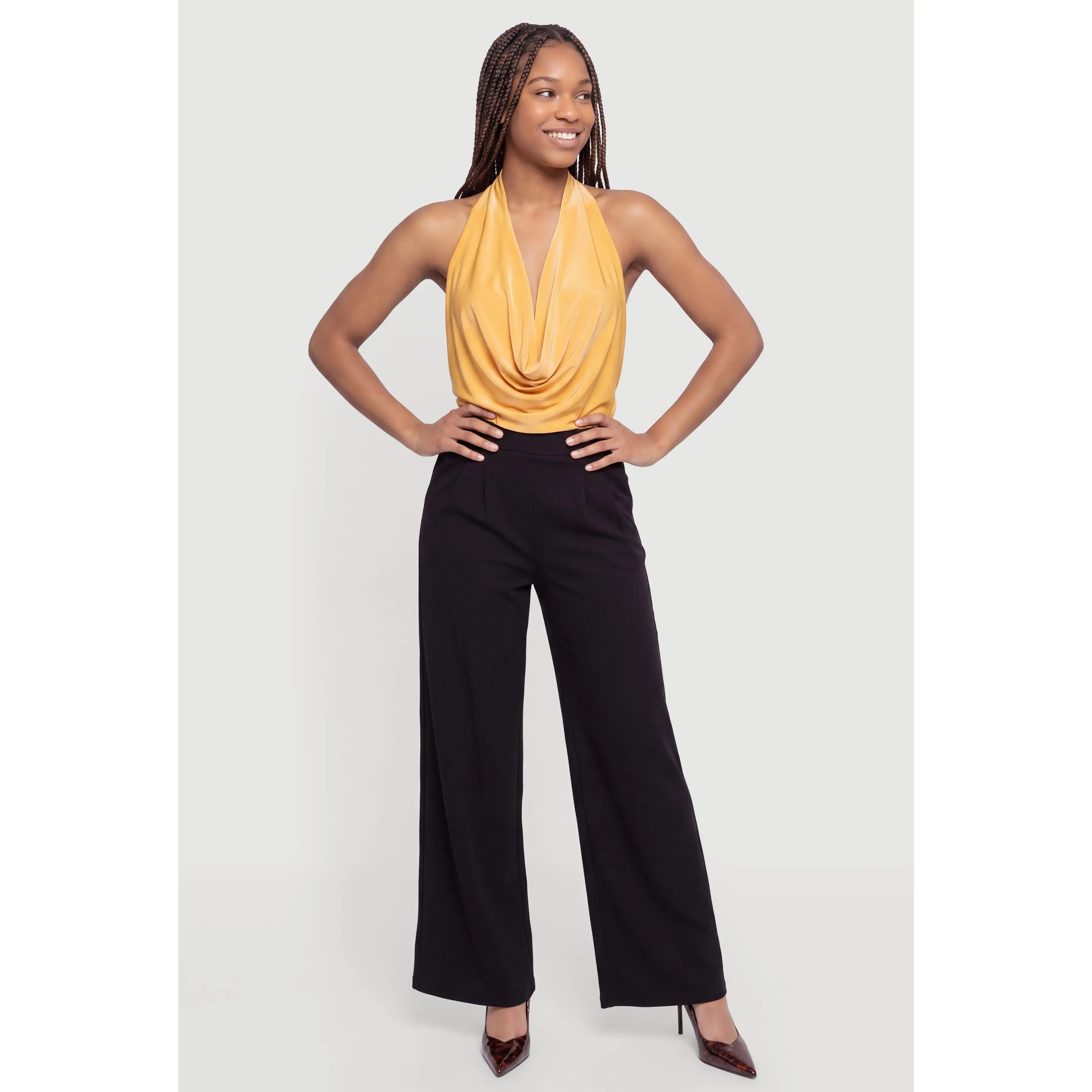 Soft Knit Pull On Pleated Trousers