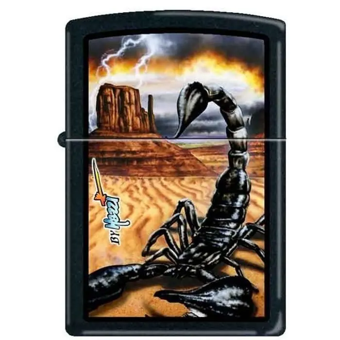 Zippo Lighter Mazzi Scorpion Black Matte with Stunning Artwork by Claudio Mazzi Environmentally Friendly Gift Box & Unbeatable Lifetime Warranty