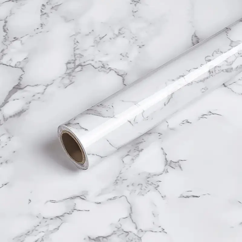 1PC [23.62*393.70IN]countertop contact paper waterproof, granite gray wallpaper, white marble wallpaper, Peel and paste, marble contacts, kitchen countertops, cabinets and bathrooms, easily removable, waterproof, cabinet room decor wall stickers