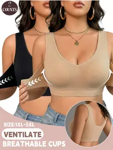Plus Size Women‘s Comfort Casual Bralette, Seamless Adjustable Buckle Straps, Invisible Underwear ,Breathable Wirefree Bras for Daily Wear, Comfort Sleep Bra for All Season, Fit, Wireless Seamless Bralettes