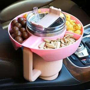 Thermos Cup Holder Snack Tray Drink Carrier in Cup Holders 4-compartment Flat Plastic Snack Container Reusable Easy to Assemble Movie Games Outdoor Beach Sports Activities Portable Storage Tray