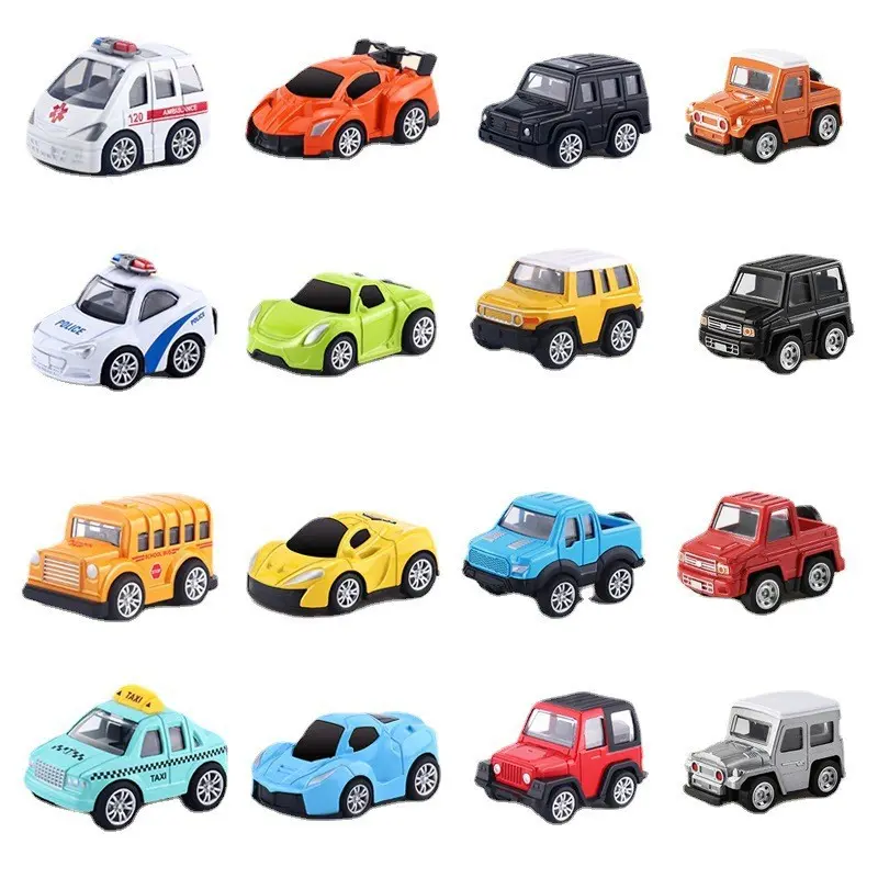 Alloy Pull-Back City 4-Piece Toy Set - Alloy Car Racing Model, Ambulance, Off-Road Pickup Truck, Magnetic Train, Plush Stuffed Toy, Kids Blocks with Rebound Force for Children, Alloy Pull-Back City 4-Piece Set