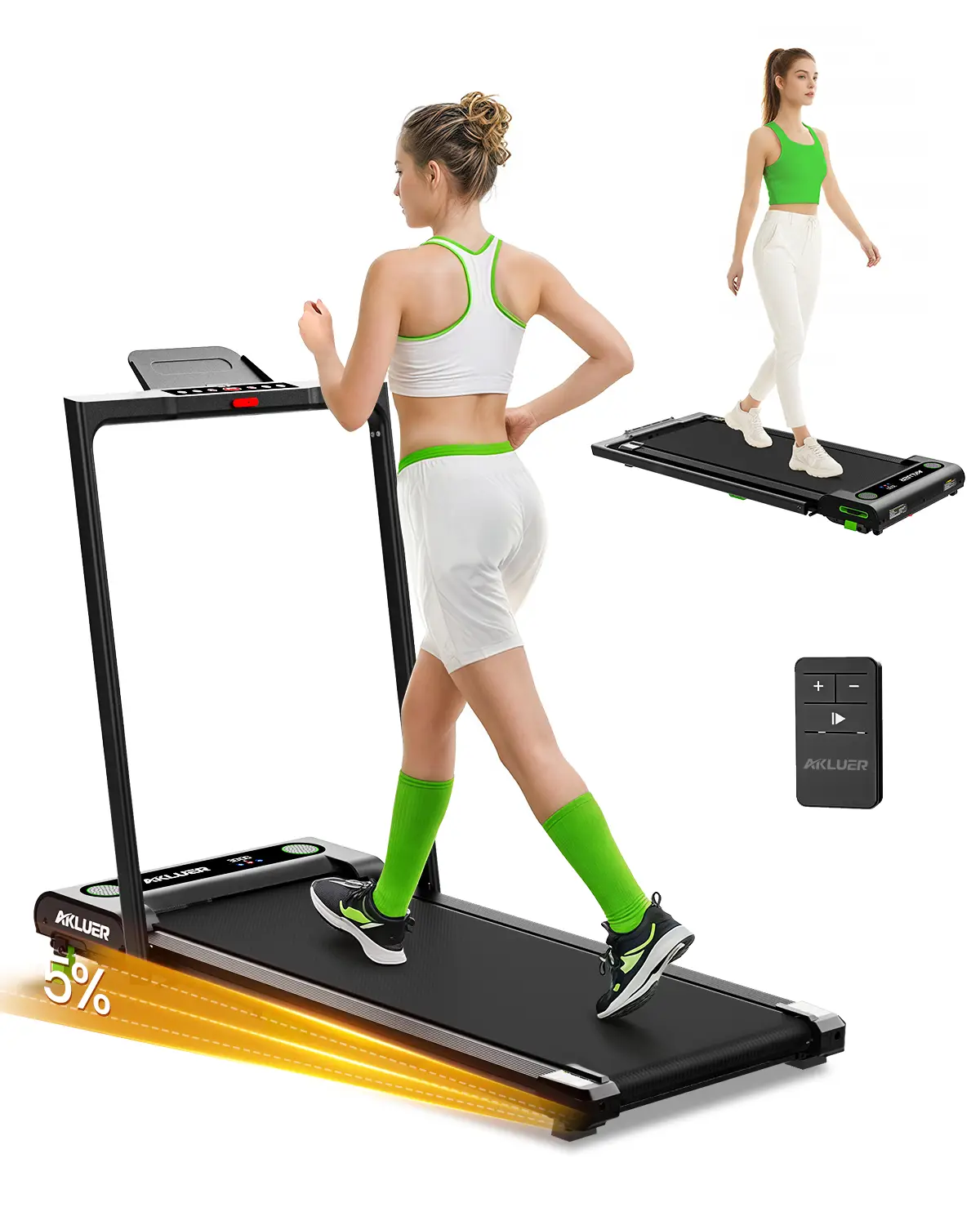 [Foldable Handle Bar] TikTokShopBacktoSchool Akluer 2 in 1 Smart Treadmill walkingpad,with 5% manual incline,maximum weight up to 330lb,large-area rub