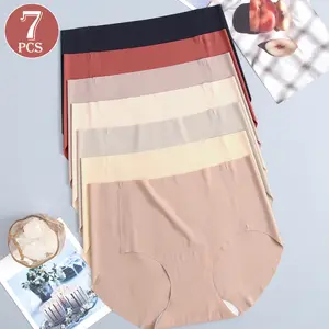 VOPINK 7PCS Mid-Waisted Underwear for Women Comfortable Breathable Assorted Colors Soft Pastel Minimalist Basic Panties Everyday Wear