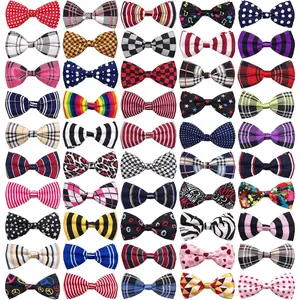 PET SHOW 50pcs Large Dog Bow Ties for Collar Bulk Bowties for Medium Big Dogs Wholesale Dog Cats Collars Attachment Sliders Grooming Accessories