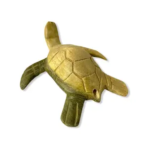 Natural Wooden Musical Whistle Green Turtle Percussion Instrument