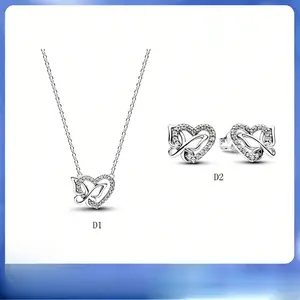 S925 Silver Plated Heart Butterfly Jewelry Set