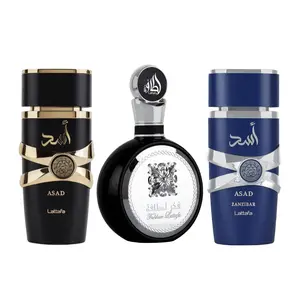 Lattafa Asad, Asad Zanzibar, and Lattafa Fakhar Men Eau De Parfum 3.4 Oz Bundle for Men - Long Lasting Scent for Men