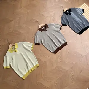 British Retro Gentleman's Summer Artisan Polo: Ice-Silk Fiber · Laser Cutouts · Contrast Seagull Collar · Jacquard Knit