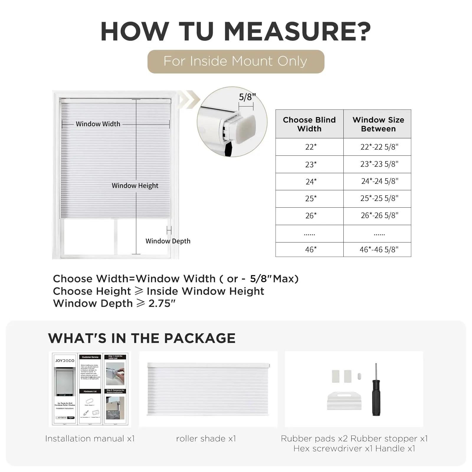 Top Bottom Cordless Window Blinds Blackout Honeycomb Cellular Shades for Indoor Windows No Drill No Tools Built-In Installation