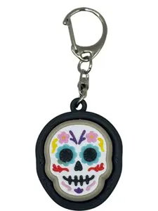Halloween Sugar Skull Calaveras Day of the Dead Dia de los Muertos Fidget Clicker Keychain- Autumn, Fall, Portable Toy Trick or Treat Vibrant Design