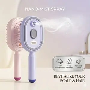 Electric Spray Air Cushion Massage Comb withSelf-Cleaning, Anti-Tangle, Anti-Static, VolumizingFunctions and Essential Oil Mist AromatherapyHair Care