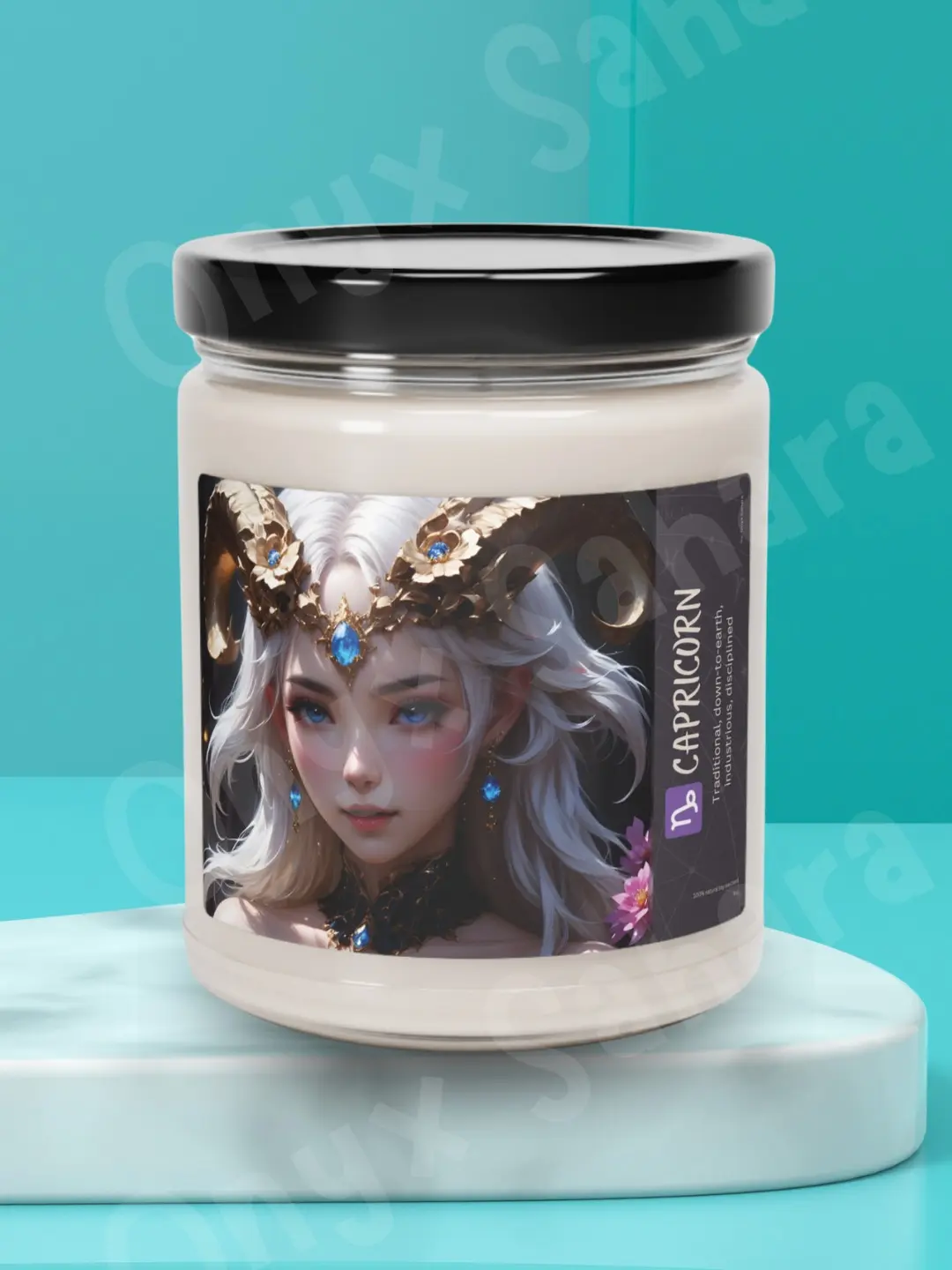 Capricorn Zodiac Personality Soy Candle 9oz - Gift for December January Birthday Celestial Symbol Star Sign Custom Goddess Astrology Month Horoscope Decor Glass