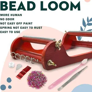 Wooden Bead Loom Small Size DIY Jewelry Making Tool, Vintage Style Handmade Bracelet Necklace Craft Kit, Home Decor Accessory