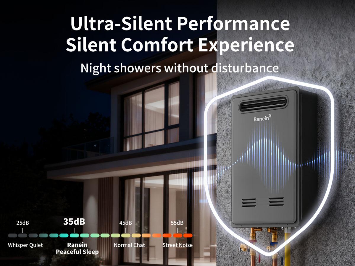 Ranein Natural Gas Tankless Water Heater, Outdoor Max 5.3 GPM, 130,000 BTU Instant Hot Water Heater