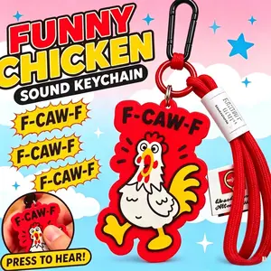 F-CAW-F 3D-Printed Funny Chicken Sound Keychain, Press-to-Sound Fidget Accessory, Humorous Fashion Gift for Keychain Enthusiasts