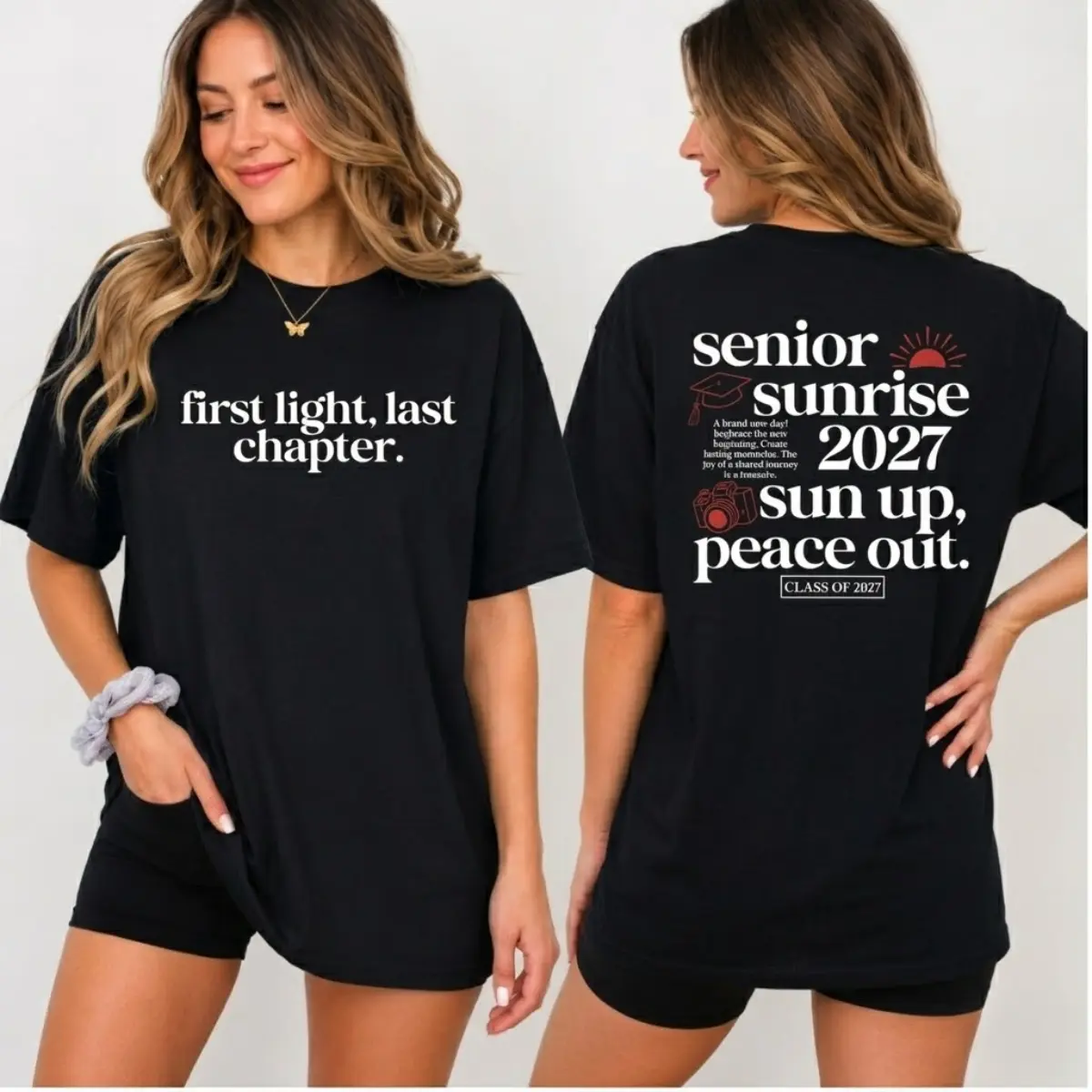 Senior Sunrise 2027 Shirt, First Light Last Chapter Graduation T-Shirt, Class of 2027 Senior Tee, High School Graduation Shirt, Senior Year Gift, Last Chapter Graphic Tee, Unisex Cotton Shirt