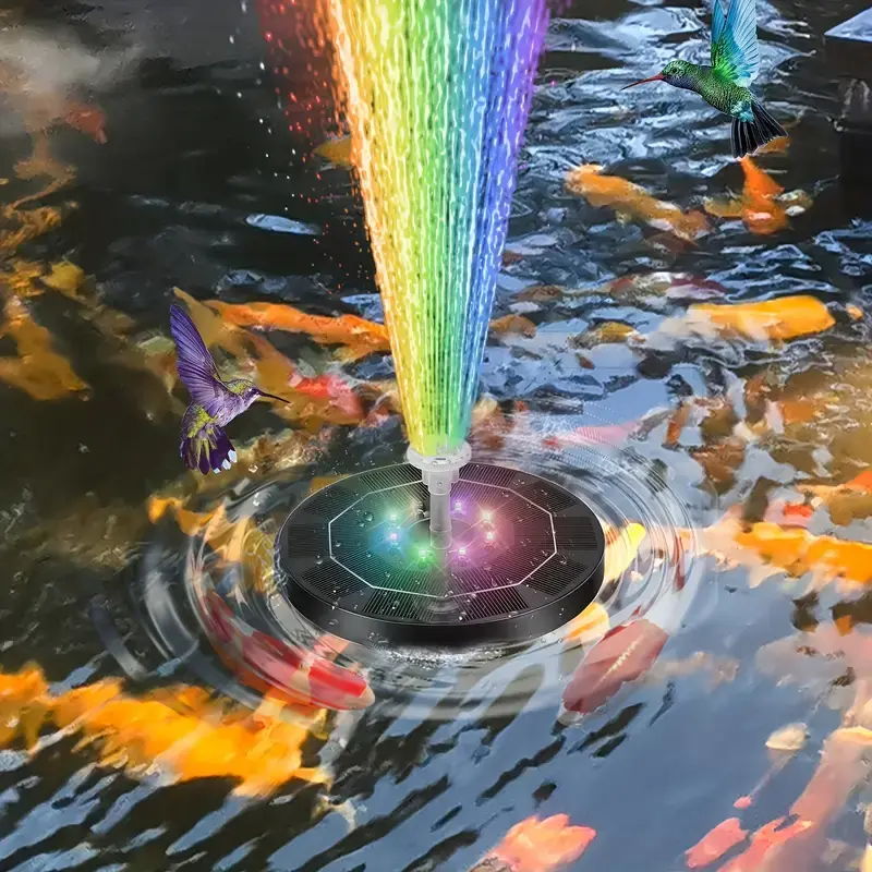3.5W LED Lighted Solar Powered Fountain Pump with 6 Nozzles, 1500mAh, RGB LEDs, Auto Flash, Inlet Filter Blocks Debris, Outdoor Decor for Bird Baths, Ponds, Patio (Home Improvement, Garden Supplies), Water Fountains