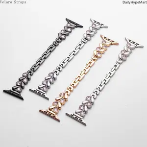 Jewelry-Style Love Diamond Metal Chain Watch Strap - Adjustable, Durable Replacement Band for Smart Watch Wearable Accessories