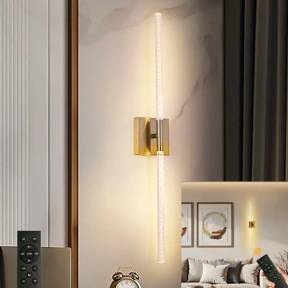 Rechargeable LED Wall Light (1 Piece), Acrylic Bubble Strip Lamp with Touch Switch and Remote Control, Corridor Bedside Lamp, Rechargeable Wall Sconces, Electronic Lights, 3000k/4500k/6000k