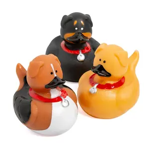 2" Brown, Black and Tan Dog Character Rubber Duck Toys - 12 Pc.