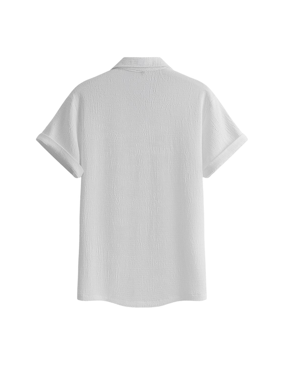 2-pack men’s summer short-sleeve shirts: men’s short-sleeve shirt, men’s shirt. Textured checkered short-sleeve shirt with button design; loose fit, turn-down collar, solid color, lightweight and breathable. Available in multiple colors—solid and versatil