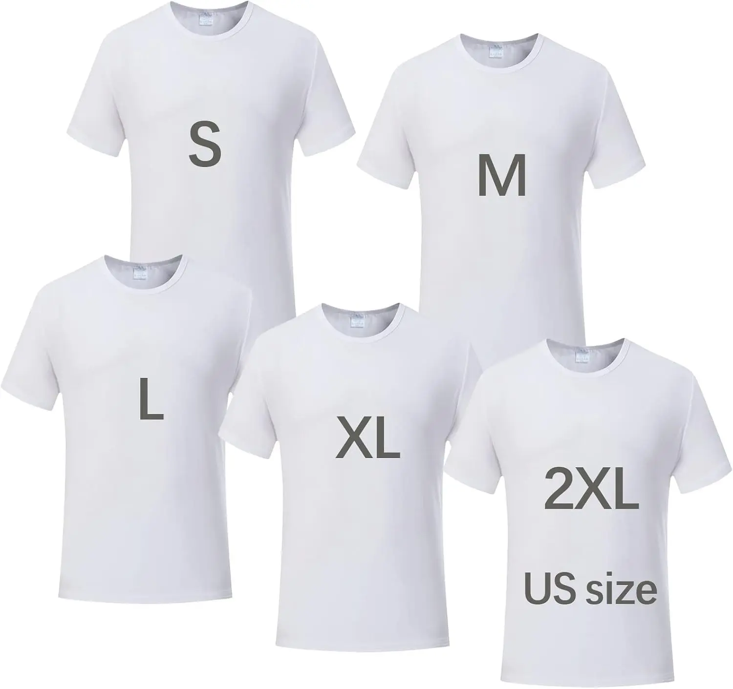 5 PCS Unisex Sublimation Blank T Shirt White Polyester Shirts Crew Neck Short Sleeve for Sublimation T ShirtGift.