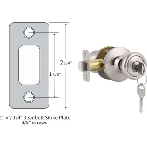 Satin Brushed Nickel Deadbolt Strike Plate Door Backplate 1" x 2 1/4" Round Corner (1-Pack)