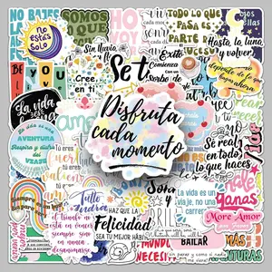 Motivational Spanish Series Sticker, Self Adhesive Decorative Sticker, DIY Decals for Water Bottle, Laptop, Phone Case, Scrapbooking, Protective