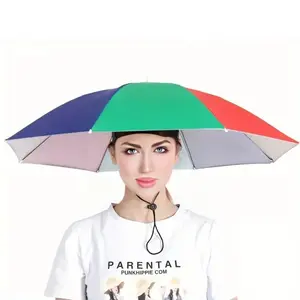 Portable Foldable Umbrella Hat, Rainproof Sun Protection Cap, Ideal for Outdoor Fishing Camping Beach Activities, Windproof Folding Umbrella, UV Umbrella