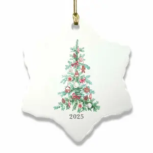 2025 Gingerbread Christmas Tree Ceramic Watercolor Tree With Candy And Cookie Design Holiday Keepsake Gift Snowflake Ornament
