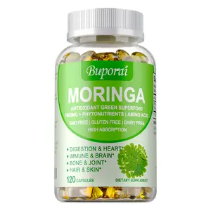 Buporai Dietary Capsules 120, Moringa Leaf Powder Plant Extract, supports bone and joint, hair and skin health.