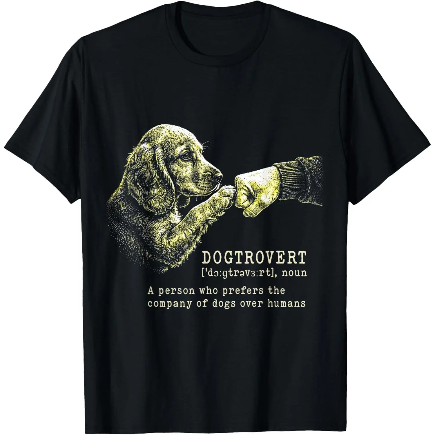 100%cotton English Cocker Spaniel Dogtrovert Fist Bump T-Shirt