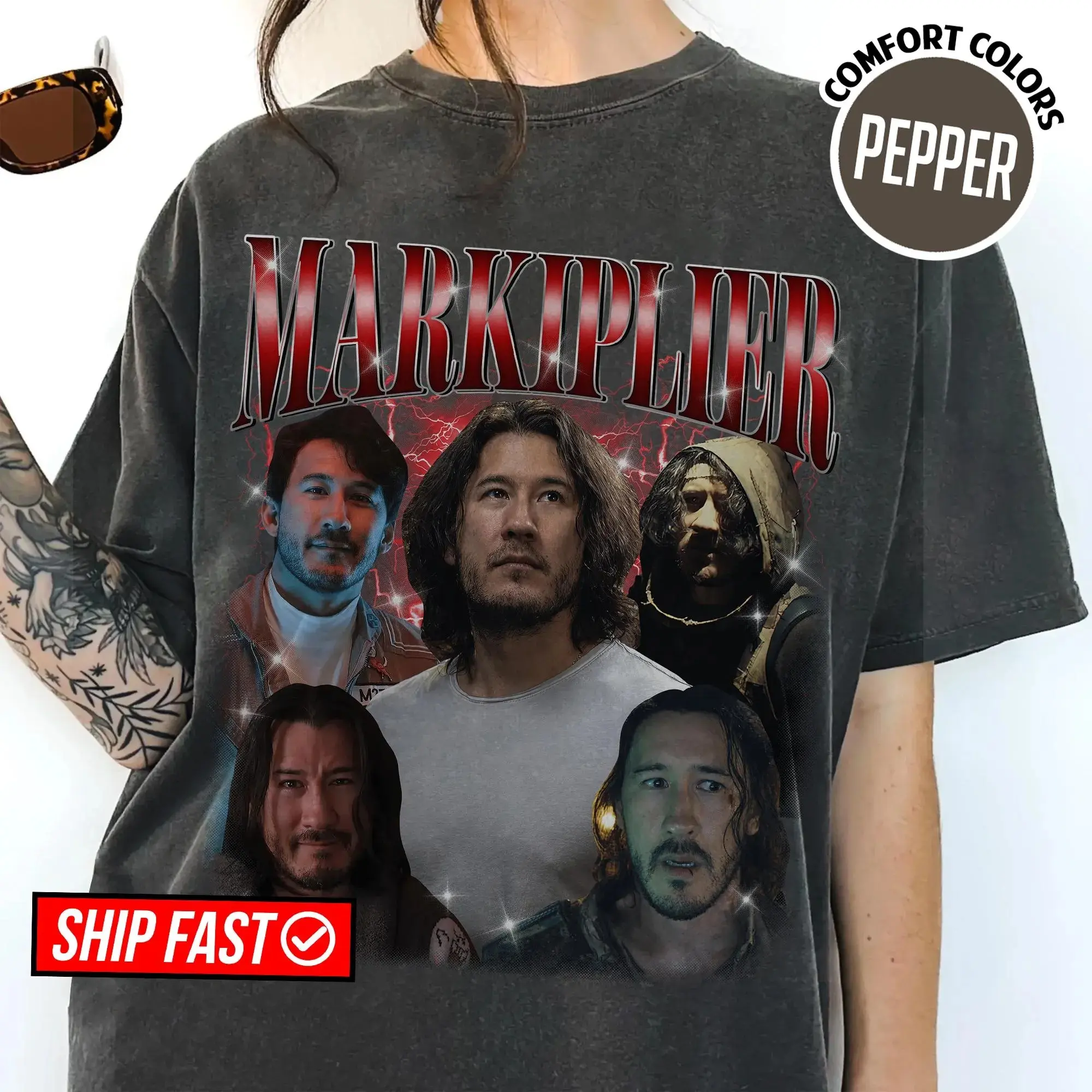 Youth & Adult Markiplier 90s Vintage Homage T-Shirt, Markiplier Bootleg Rap Tee, Horror Movie Character Shirt, Retro Graphic Unisex Tee, Gift for Him Fans