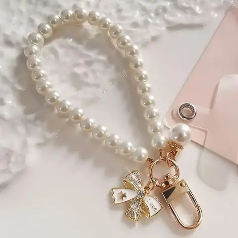 1pc Elegant Bow Mobile Phone Lanyard And Wrist Strap, Cell Phone Charm, Phone Chain, a Fashionable Item for Spring, Perfect for Valentine'S Day, Birthday Parties, Thanksgiving Gifts, And Wearing, Cellphone Accessories