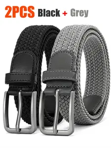 2pcs, Men's knitted stretch golf sports belt, baseball belt, elastic fabric, 1.34 inches wide, multiple color options available, suitable for casual jeans, versatile and comfortable | breathable and non-constricting | essential for sports and leisure.