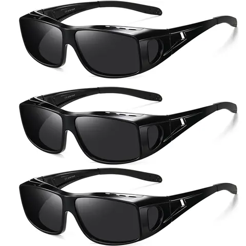 Summer Survivals 3 Pack Fit Over Glasses Sunglasses for Men Women Polarized Wrap Around Sunglasses to Wear Over Glasses with UV Protection