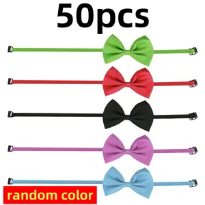 50 piece Solid Color Adjustable Bow Tie Pre-tied Neck Band Adjustable Pre-tied Bow-ties Mixed Color