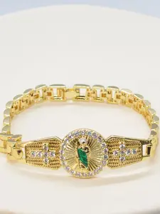 Elegant Saint Jude Plated 14k Gold Zirconia Religious Bracelet, Vintage Style Unisex, Best Gift for Thanksgiving Halloween Valentine's Day, Elegant Jewelry Bracelet